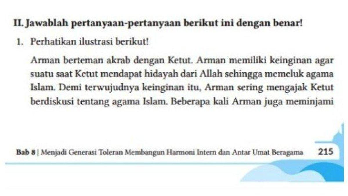 Soal buku PAI kelas 8 Kurikulum Merdeka halaman 215-216.