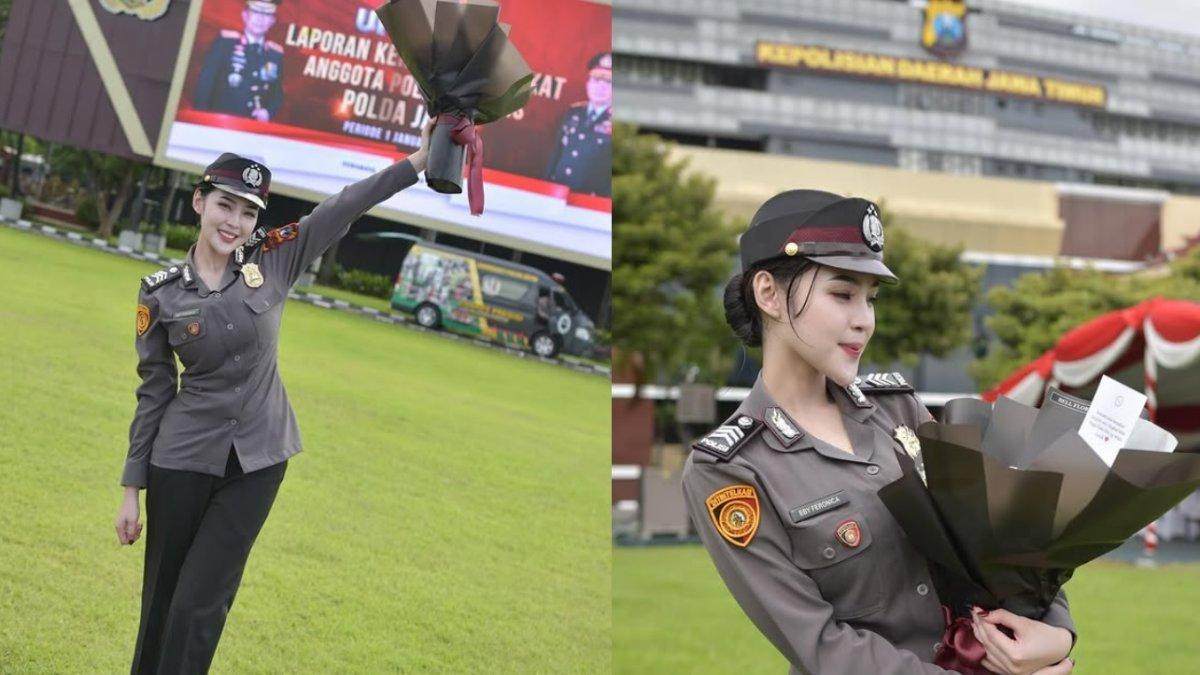 Sosok Eby Veronica, polwan anggota Polda Jatim yang sedang viral