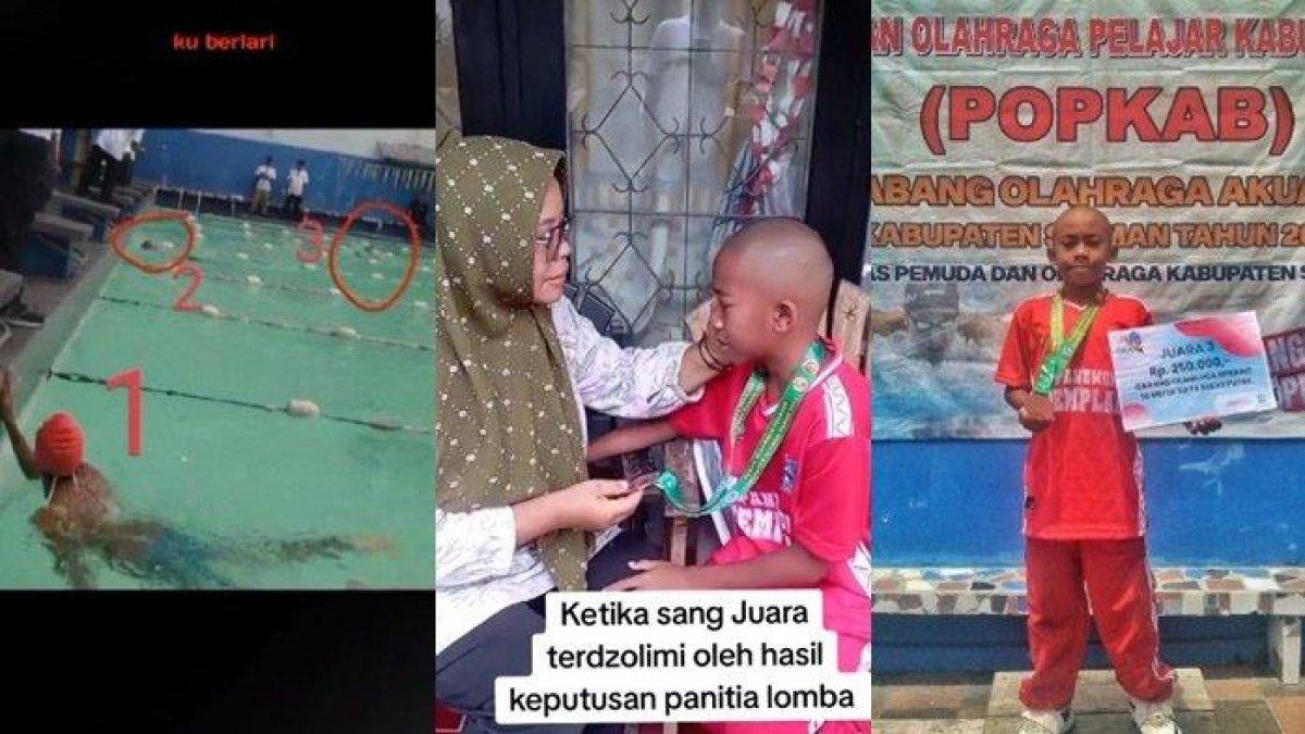 Sosok Egi, pelajar di Yogyakarta yang menangis usai batal menjadi juara kedua dalam lomba renang Pekan Olahraga Pelajar Kabupaten (Popkab) Sleman, DIY.