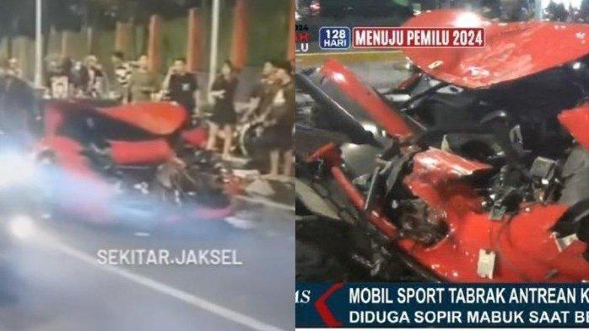 Ferrari Tabrak 5 Kendaraan di Jakarta.