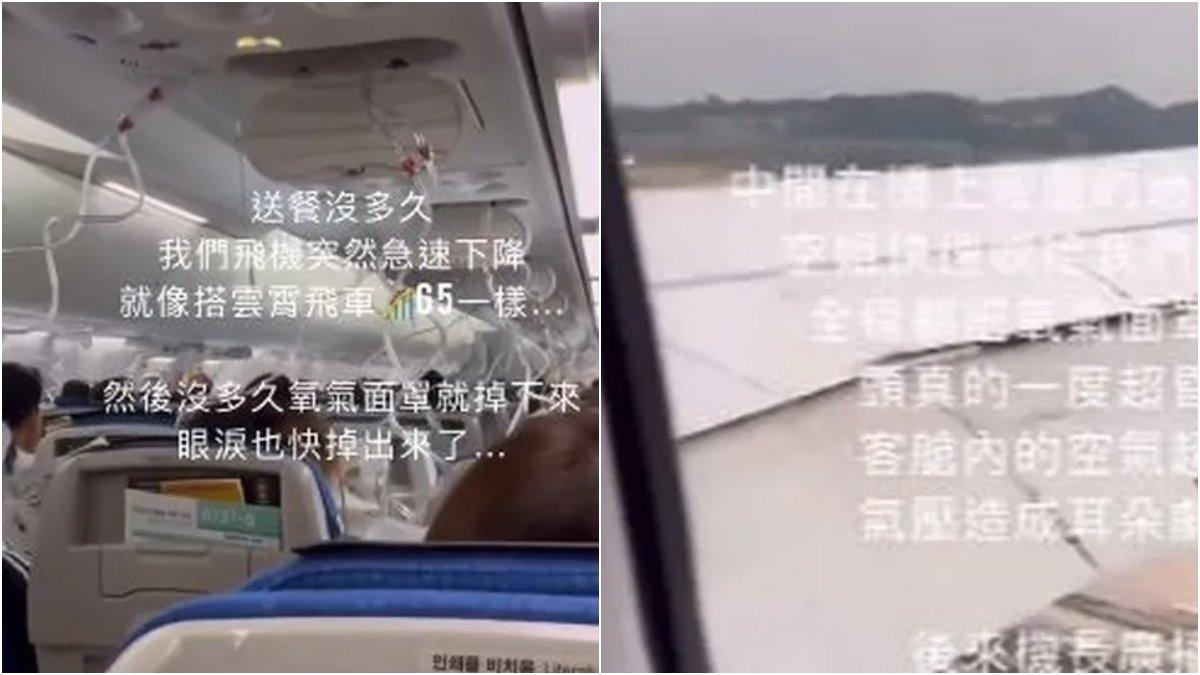 Suasana di dalam pesawat Korean Air yang turbulensi parah.