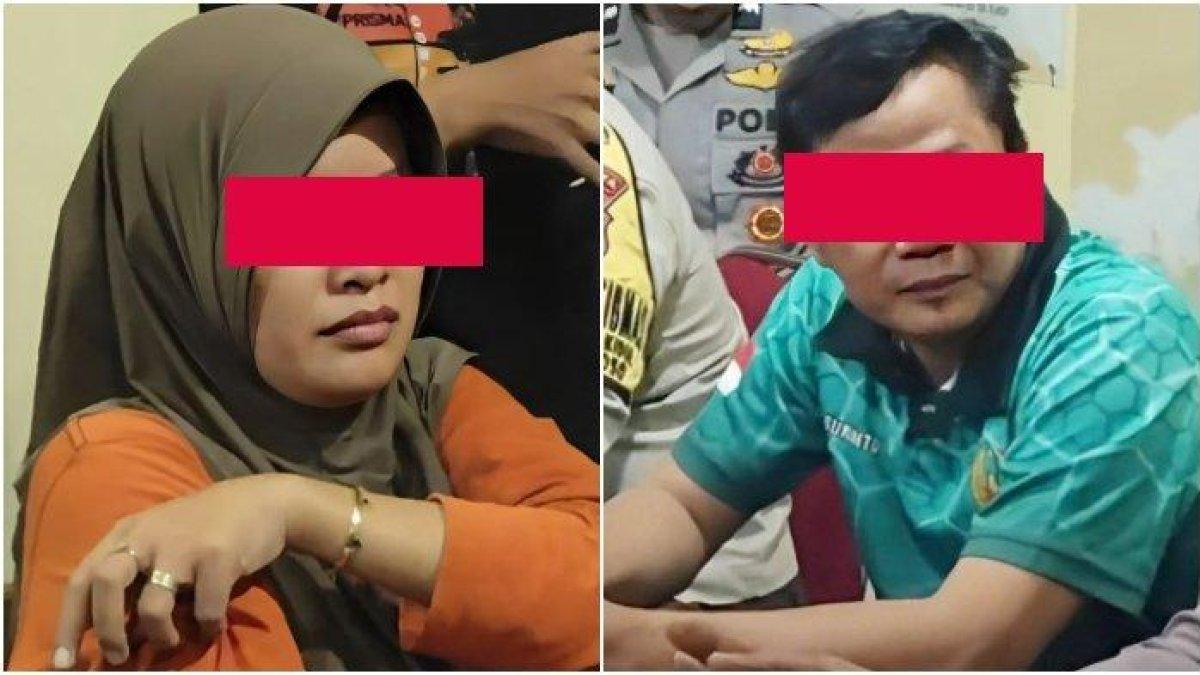 (Kiri) Janda berinisial M dan (Kanan) Sukanto, Kepala Desa Tanjungrejo, Kecamatan Margoyoso, Kabupaten Pati, Jawa Tengah. Keduanya digerebek warga usai berduaan