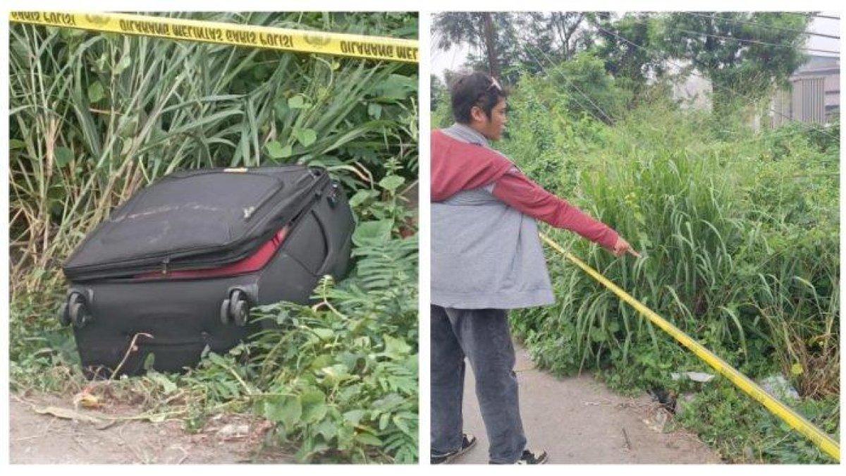 TKP penemuan mayat wanita di dalam koper di Jalan Inspeksi Kalimalang Desa Sukadanau, Cikarang Barat, Kabupaten Bekasi, Kamis (25/4/2024).