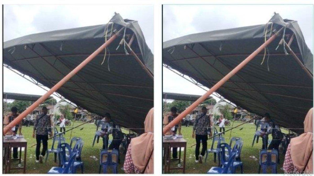 TPS 083 di Pasar III Marindal I, Kecamatan Patumbak, Deliserdang, roboh