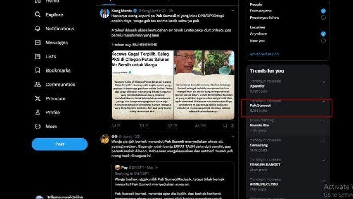 Tagar Pak Sumedi trending di X