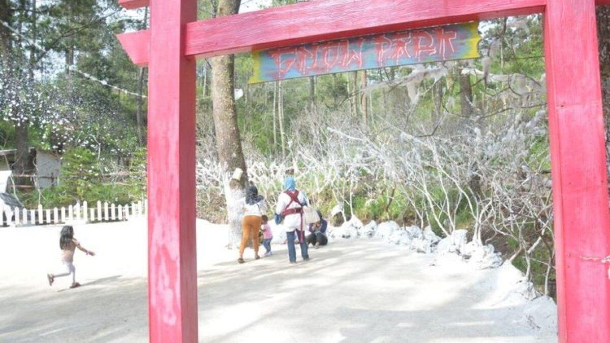 Taman salju di objek wisata The Lawu Park II Karanganyar, Jawa Tengah.