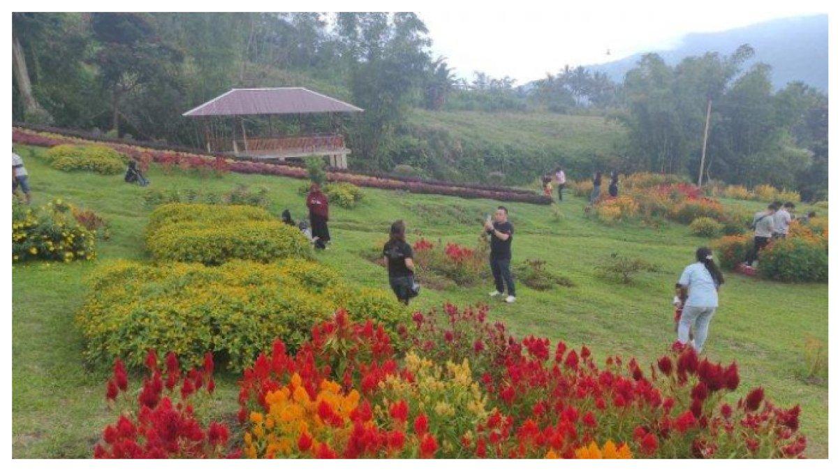 TAMAN WISATA PELANGI -Taman Wisata Pelangi di Kakaskasen, Tomohon, Sulawesi Utara menyajikan panorama menakjubkan di lereng Gunung Lokon.