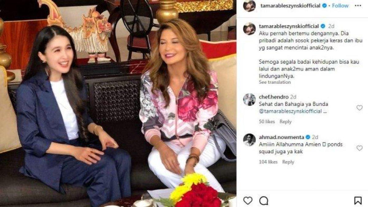Tamara Bleszynski mengunggah foto bersama Sandra Dewi dan membongkat sifat asli sang aktris.