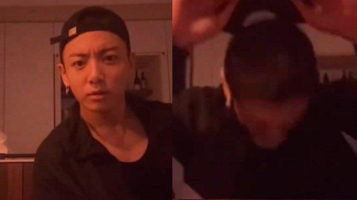 Tampilan gaya rambut Jungkook jelang wamil - Sebelum berangkat wajib militer (Wamil), Jungkook BTS menggoda penggemarnya dengan pamer gaya rambut baru, dengan siluet kepalanya yang telah dicukur.