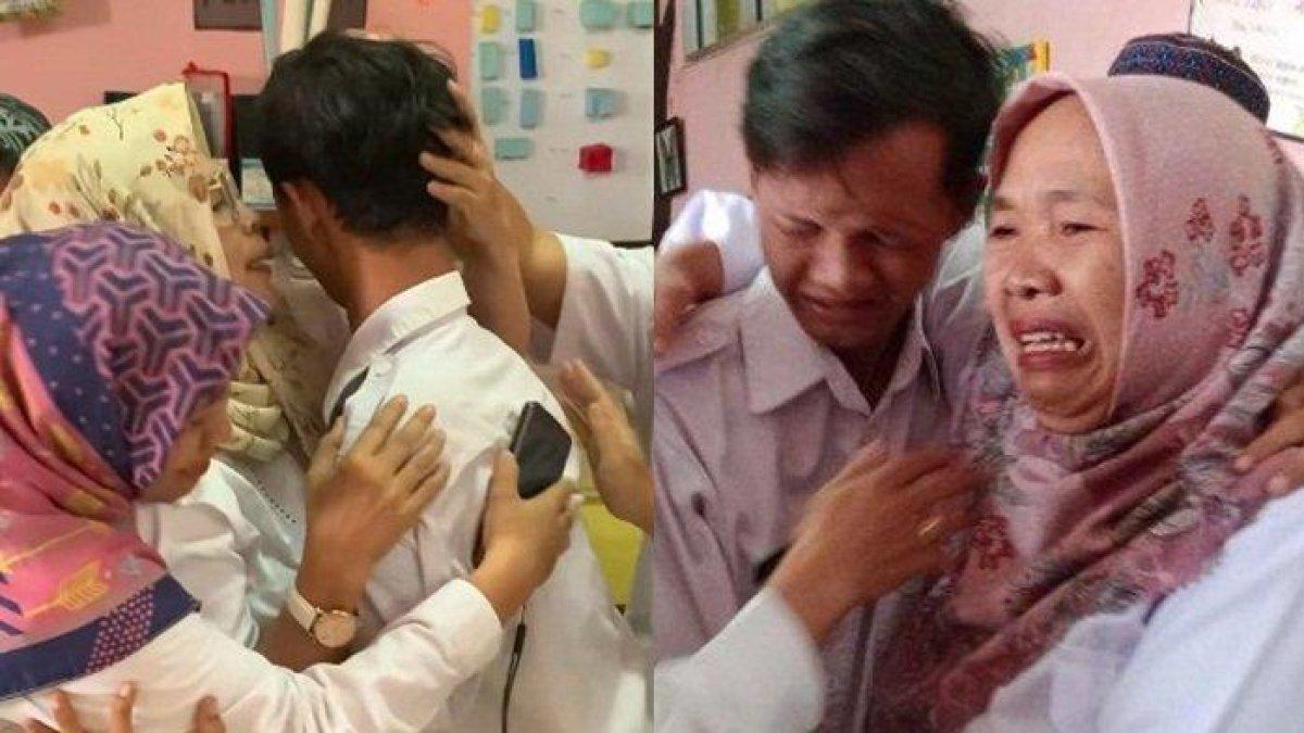 Tangis guru honorer SD Negeri 1 Cibeureum, Mohamad Reza Ernanda yang dipecat sepihak oleh Kepala Sekolah karena membongkar dugaan pungli yang dilakukan Kepsek.