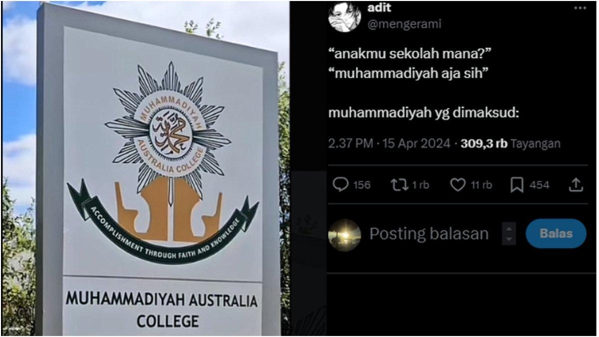 Tangkap layar unggahan tentang sekolah Muhammadiyah di Australia.