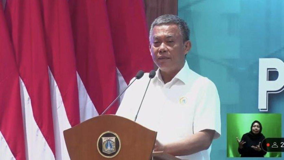 Tangkapan layan dari kanal Youtube Pemprov DKI saat Ketua DPRD DKI Prasetyo Edi Marsudi memberi sambutan dalam acara FDG penanganan kemacetan di Jakarta, Kamis (6/7/2023).