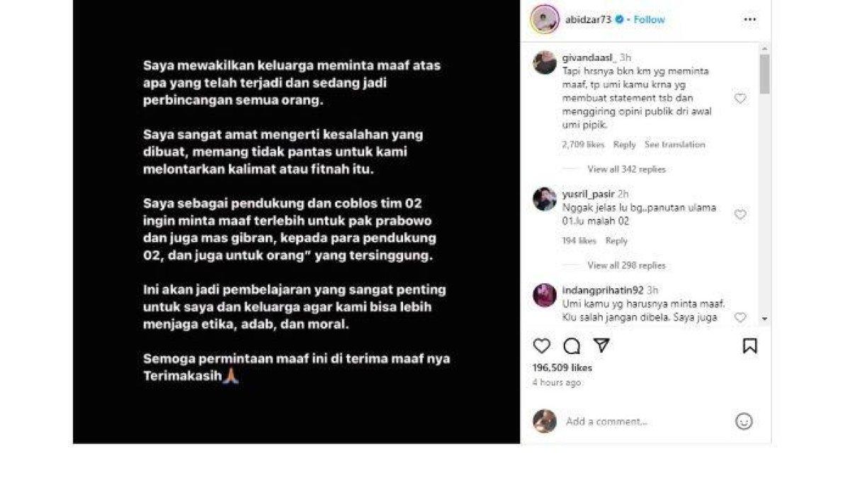 Tangkapan layar Abidzar Al Ghifari.