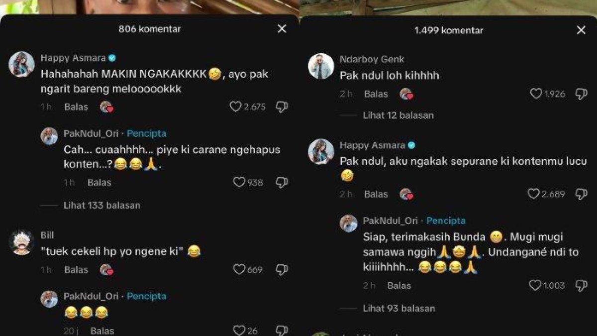 Tangkapan layar komentar Happy Asmara di unggahan Pak Ndul.