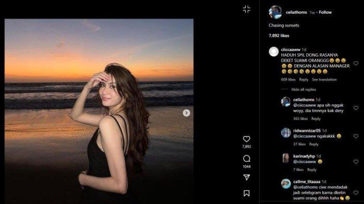 Tangkapan layar unggahan Instagram Celia Thomas.