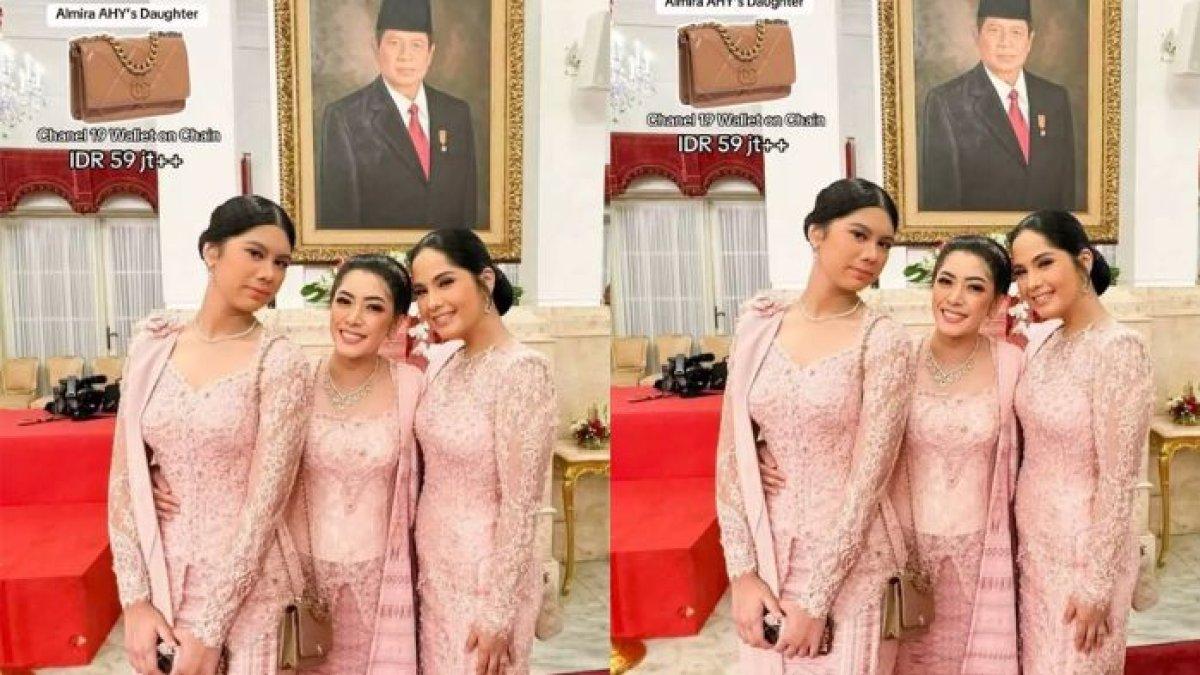 Tas Almira saat mendampingi pelantikan Kabinet Merah Putih