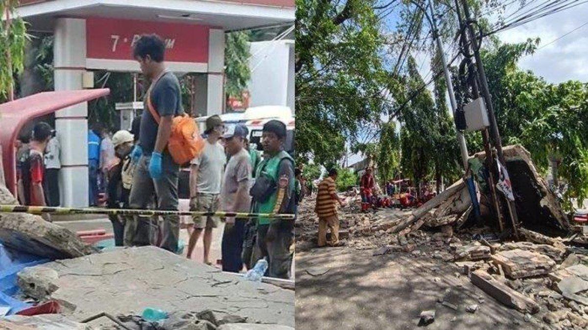 Tembok SPBU roboh dan sebabkan tiga orang meninggal di Tebet