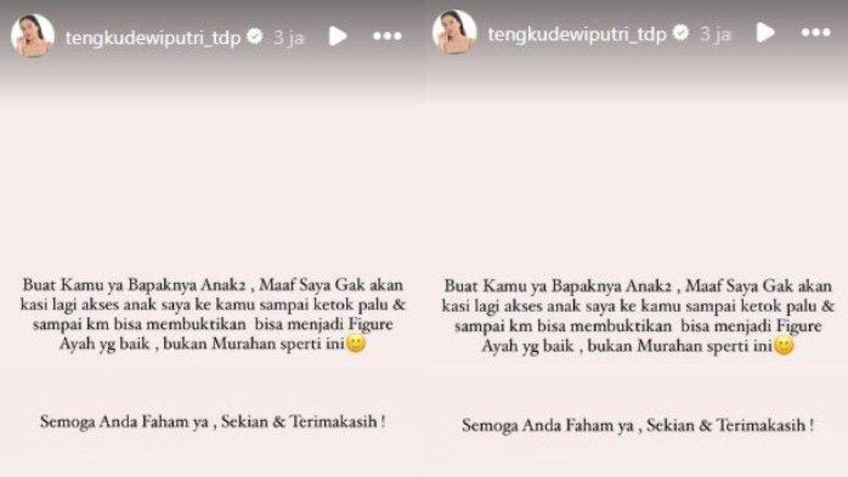 Tengku Dewi melarang Andrew Andika menemui anaknya.