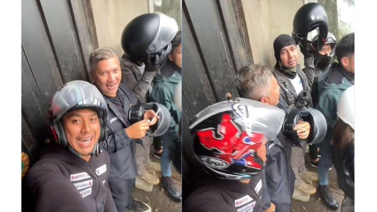 MOMEN KETEMU ARTIS - Foto The Dudas MinusOne neduh saat hujan, diolah dari TikTok.com @fahrlzain, Senin (27/5/2025). Intip momen tak terduga ketemu artis.