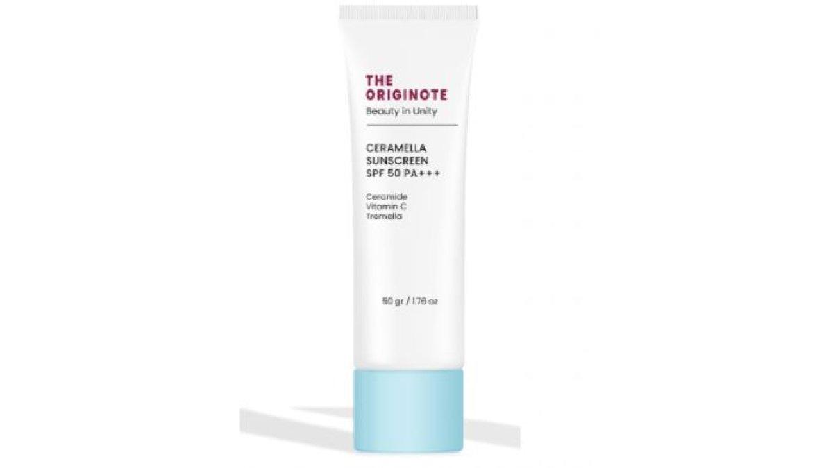 REKOMENDASI BASIC SKINCARE - Foto produk The Originote Ceramella Sunscreen SPF 50 PA+++ diolah dari website theoriginote.id, Selasa (11/2/2025). Produk ini termasuk basic skincare yang bisa merawat skin barrier yang rusak.