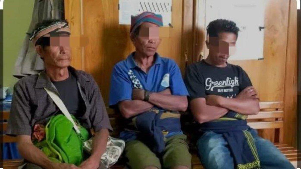 Tiga dari empat terduga pelaku kawin tangkap di Waimangura Kecamatan Wewewa Barat Sumba Barat Daya yang ditangkap polisi, Kamis (7/9/2023) siang.