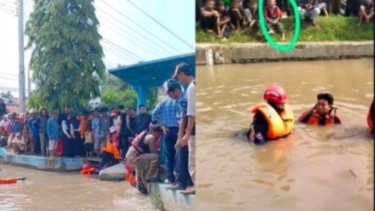 Tim SAR Brebes kena prank, bocah tenggelam yang dicari malah ikut nonton saat proses pencarian