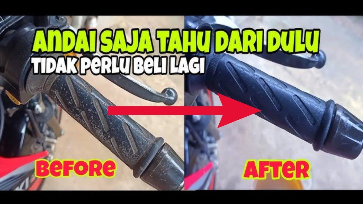 Tips menghilangkan jamur di karet hand grip setang motor, kerak-kerak bisa rontok dan tampilan baru kembali.