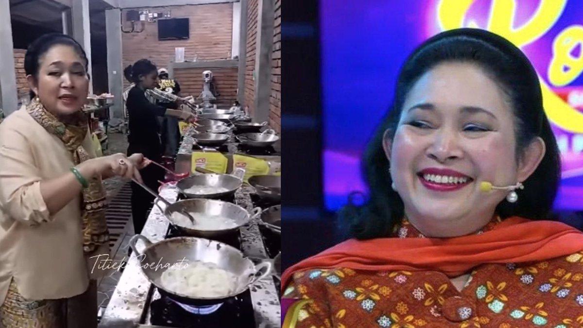 Titiek Soeharto bantu di dapur warung makan barunya