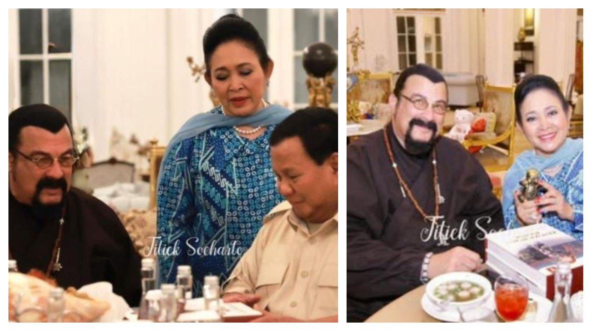 Titiek Soeharto foto bareng Prabowo dan Steven Seagal