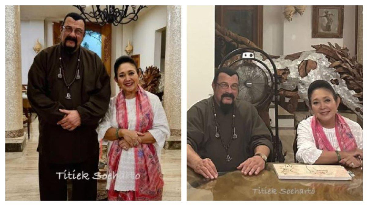 Titiek Soeharto foto bareng Steven Seagal