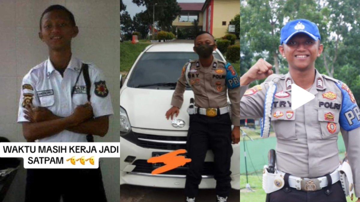 Transformasi pria dulu kerja satpam kini jadi anggota polisi.