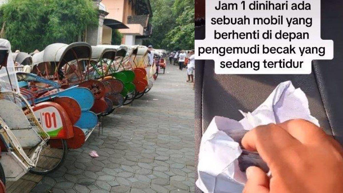 Viral aksi seorang wanita prank tukang becak di Solo dengan memberikan amplop berisi sampah