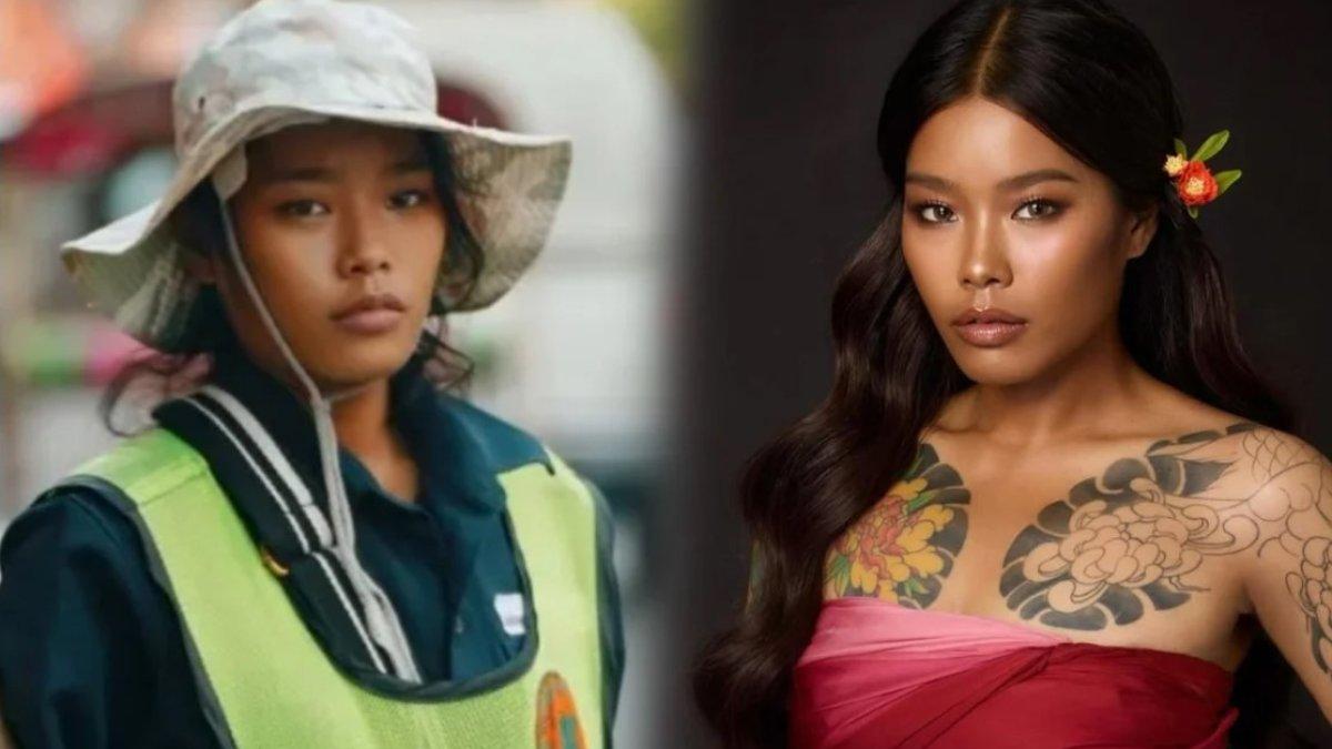 PENYAPU JALAN VIRAL - Tukang sapu jalanan di Thailand mendadak viral, kini banting setir jadi model profesional.