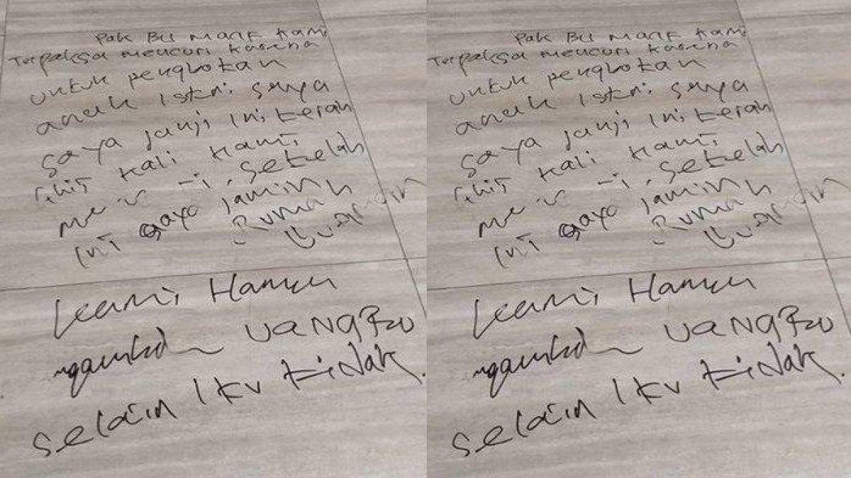 Tulisan tangan pencuri di Sukoharjo yang minta maaf ke pemilik rumah