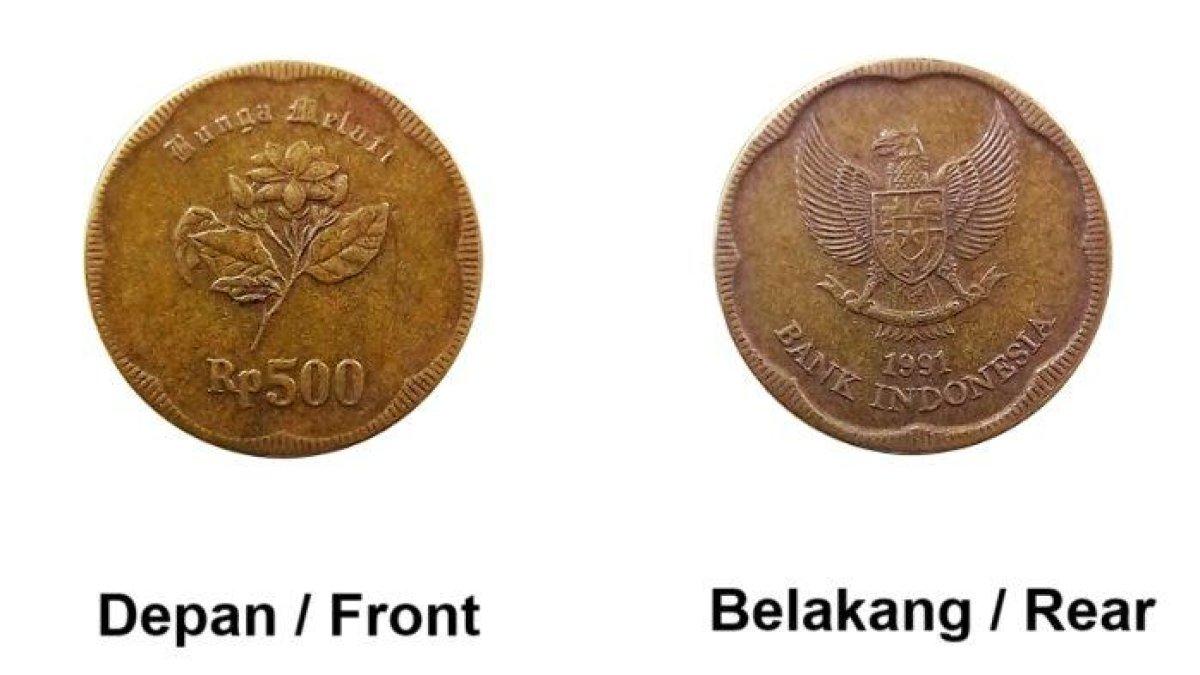 Uang koin gambar setangkai melati Rp 500 TE 1991