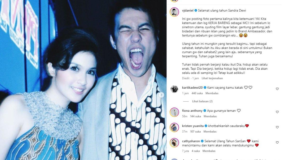 Ucapan ulang tahun Daniel Mananta untuk Sandra Dewi.