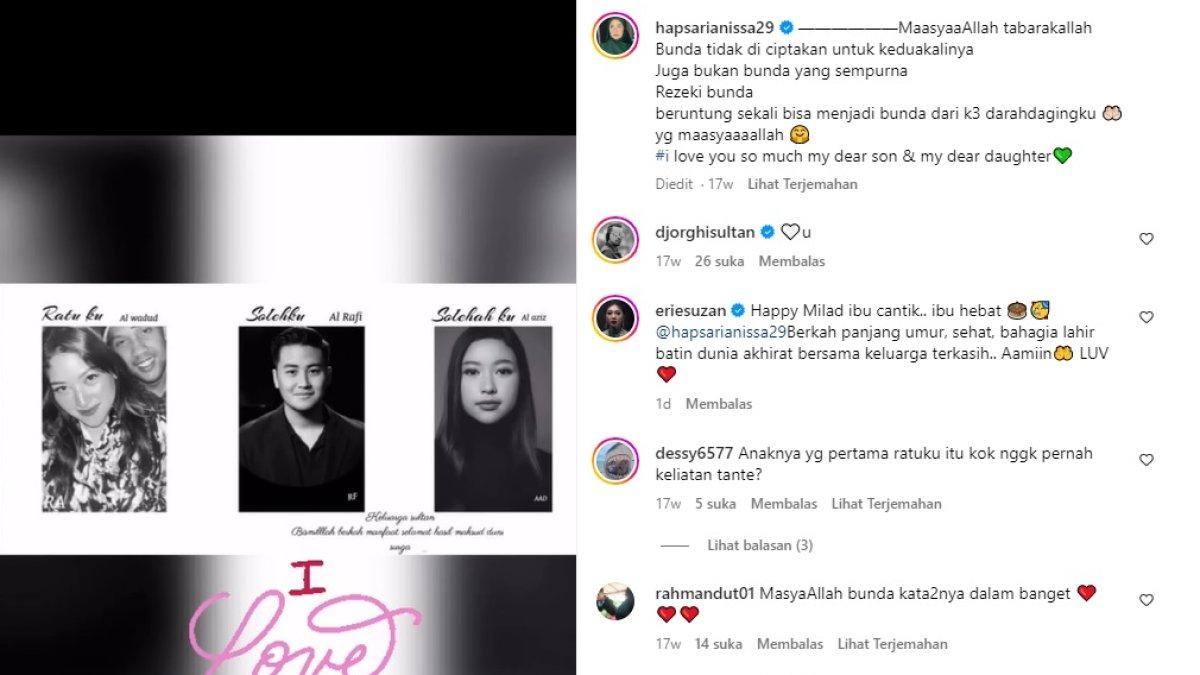 Unggahan Annisa Trihapsari untuk Danvy Rukmana