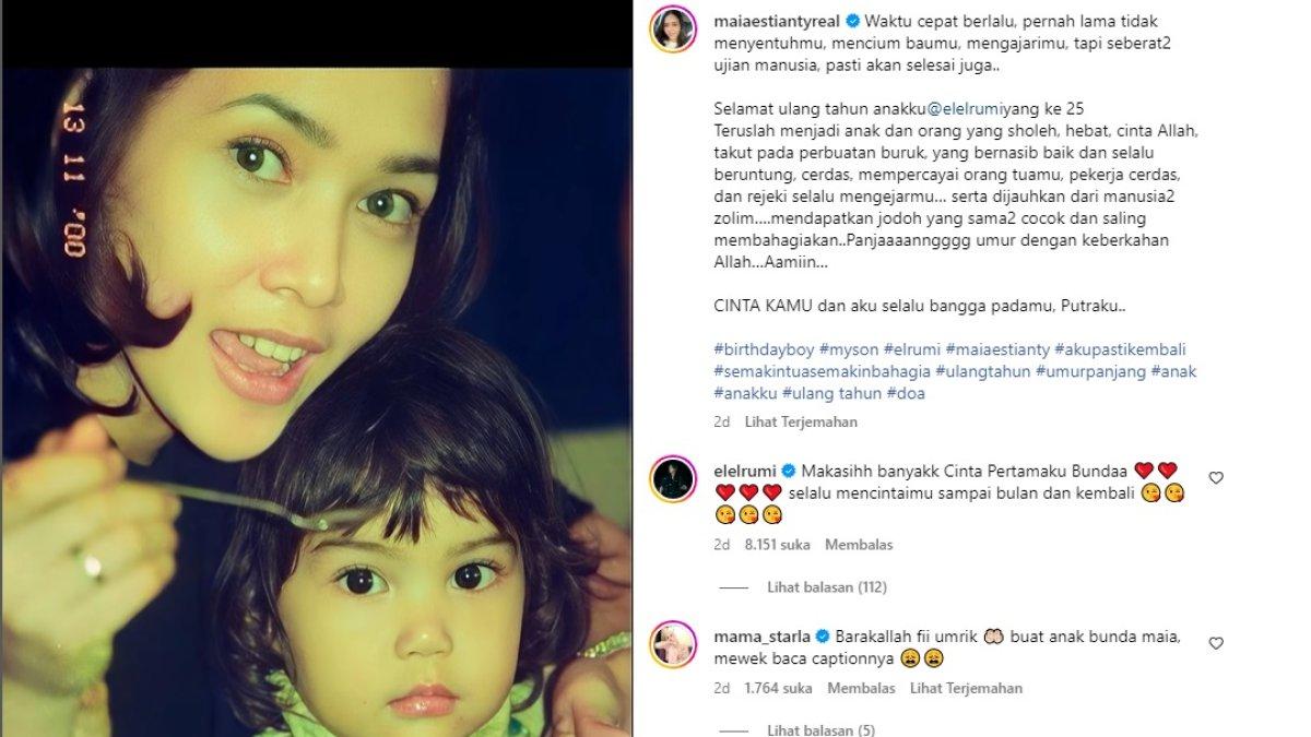 Unggahan Maia Estianty ucapakan selamat ultah ke El Rumi