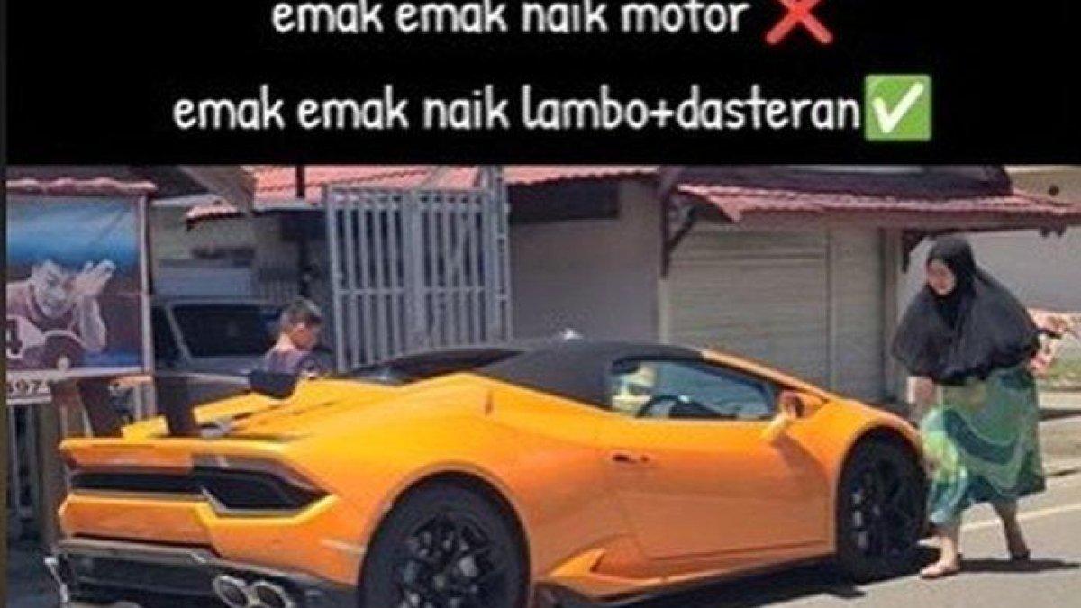 VIRAL aksi wanita santai pakai daster saat naik Lamborghini