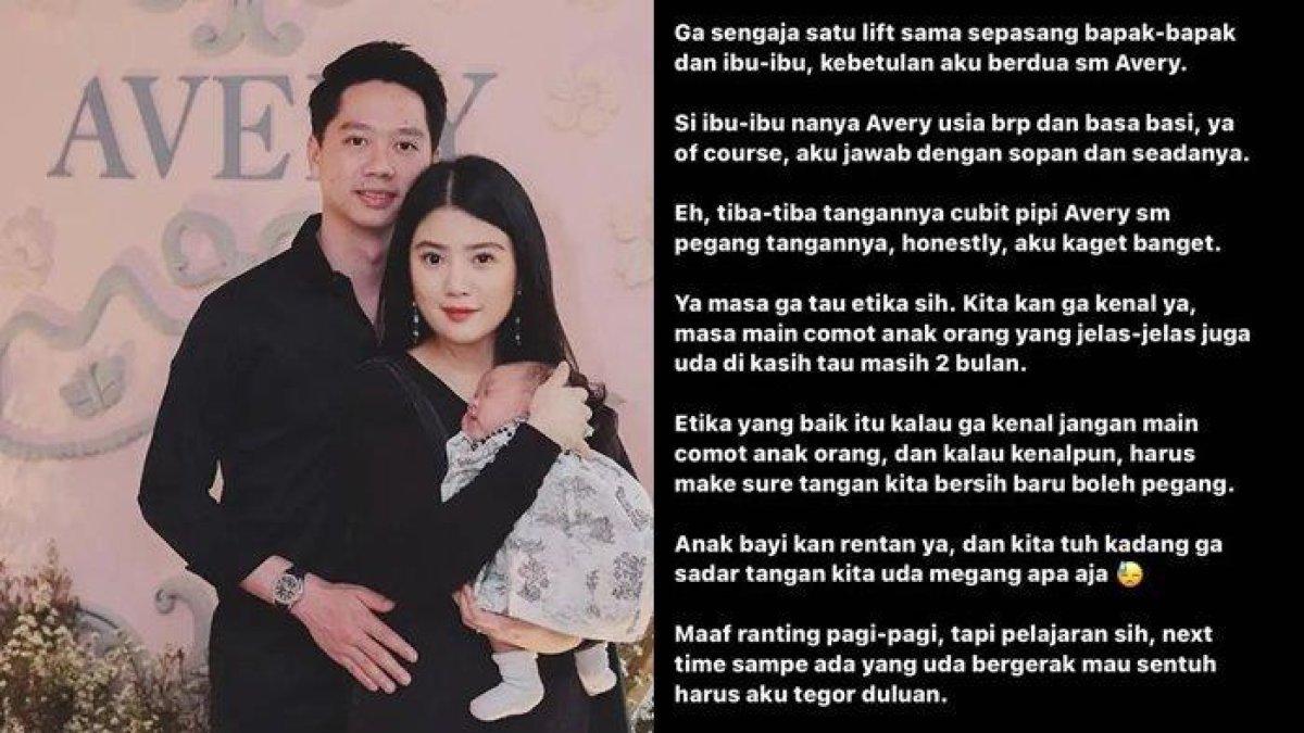 Valencia Tanoesoedibjo istri Kevin Sanjaya kesal pipi bayinya dicubit orang asing