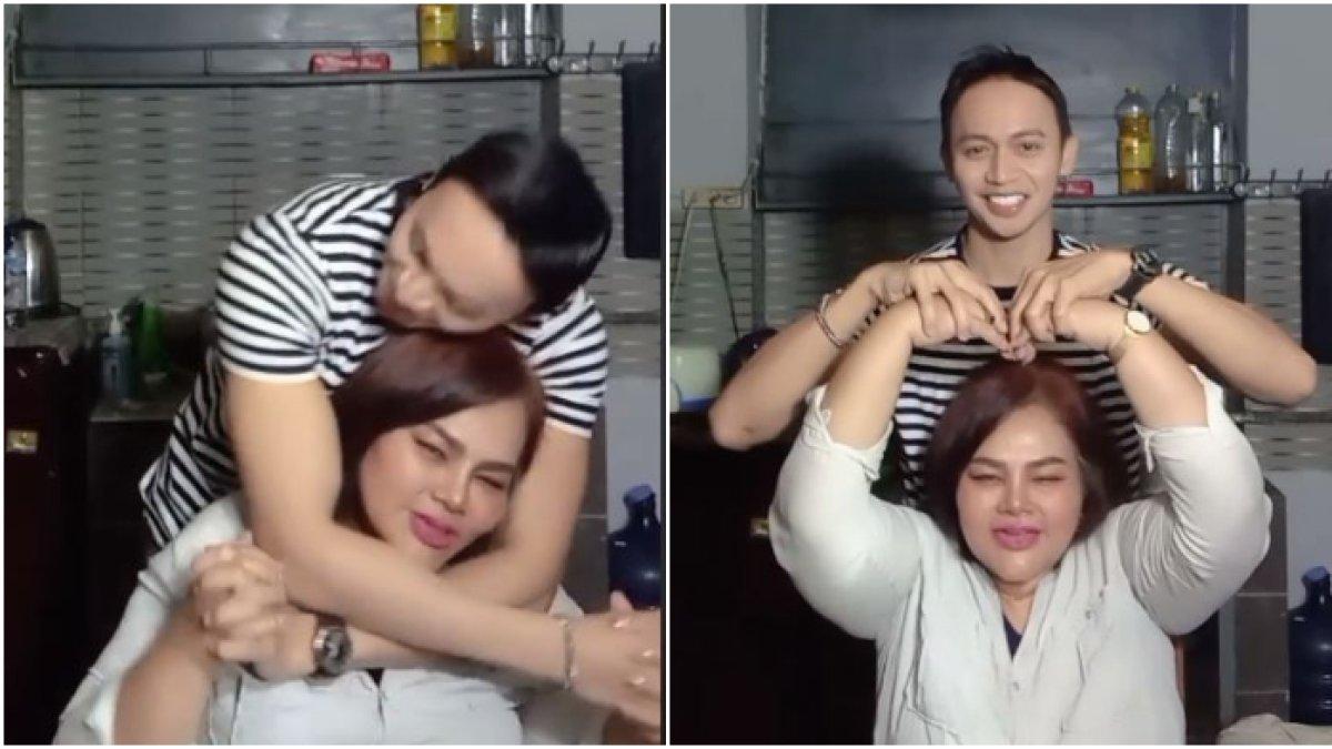Video mesra ibunda Virgoun dengan pria brondong (TikTok/evamanurung)