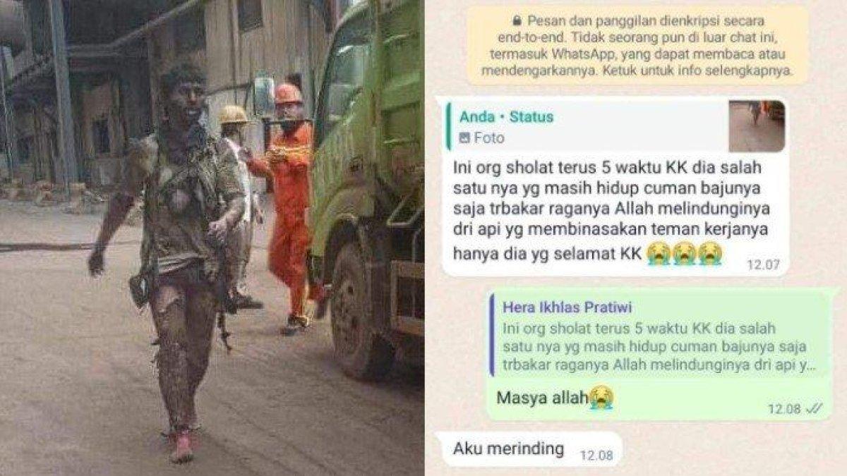 Video pekerja selamat dari Ledakan Tungku Smelter PT Indonesia Tsingshan Stainless Steel (ITSS) di Kabupaten Morowali, Sulawesi Tengah, beredar di Facebook.