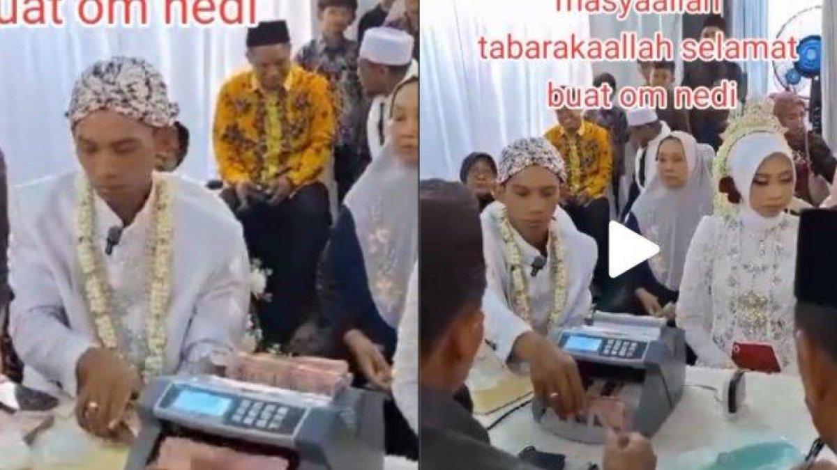 Viral, Aksi Pengantin Pria Hitung Uang Mahar Pakai Mesin Money Counter di Meja Ijab Kabul, Tuai Beragam Reaksi