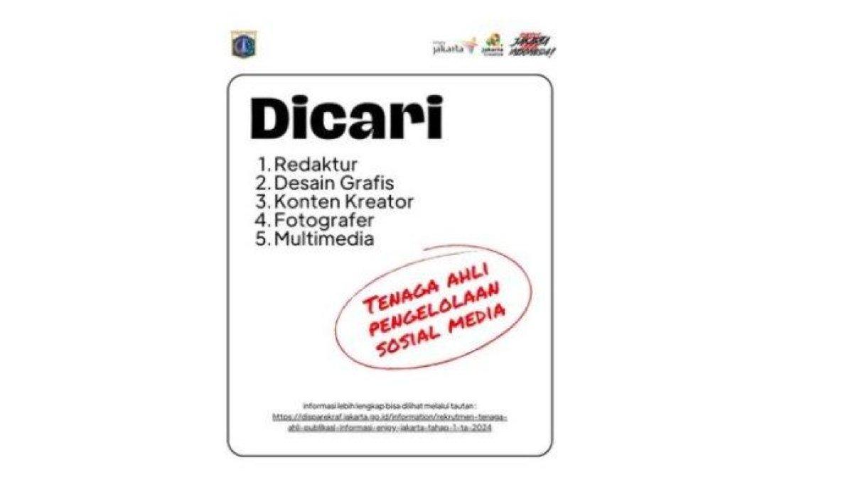 Viral Disparekraf DKI Jakarta Buka Lowongan Kerja, Minimal Punya iPhone 13 Pro