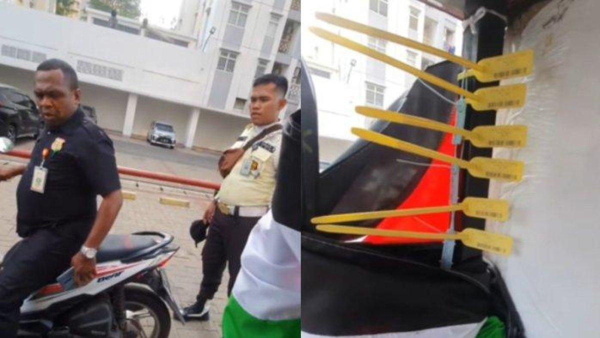 Viral Sekuriti Copot Bendera Palestina Milik Pengendara Tanpa Izin Gegara Ada Penghuni yang Tak Suka