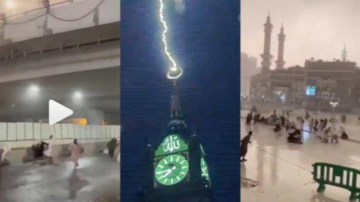 Viral, Video Detik-detik Hujan dan Badai hingga Petir Melanda Masjidil Haram, Jemaah Bertakbir