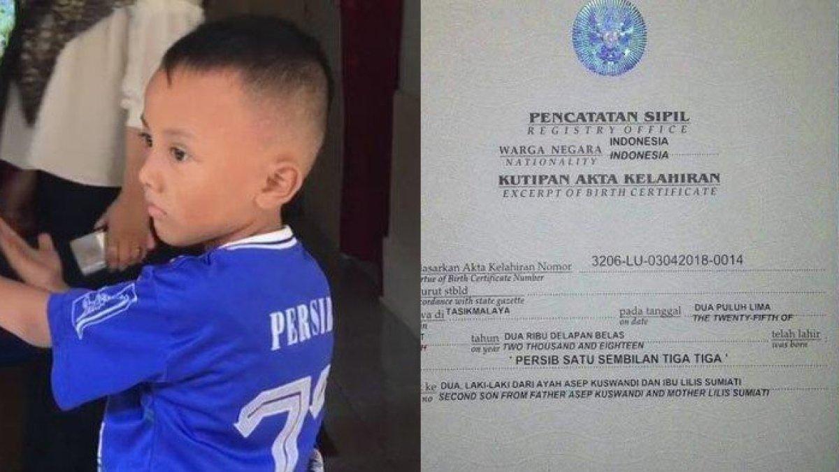 Viral bocah laki-laki bernama Persib Satu Sembilan Tiga Tiga a