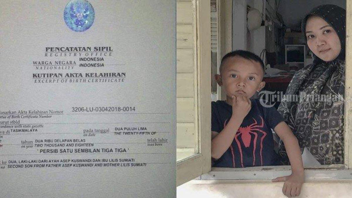 Viral bocah laki-laki bernama Persib Satu Sembilan Tiga Tiga