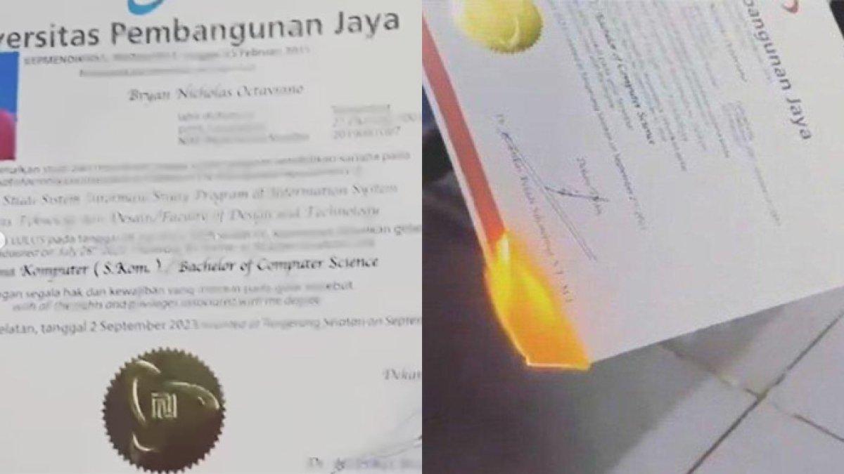 Viral cewek bakar ijazah cowoknya a