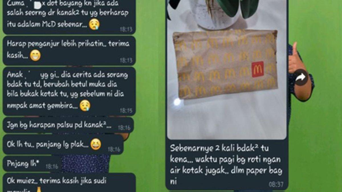 Viral curhatan pilu guru melihat anak didiknya kecewa karena mendapat kiriman makanan pakai kotak MCD tapi isinya cuma roti
